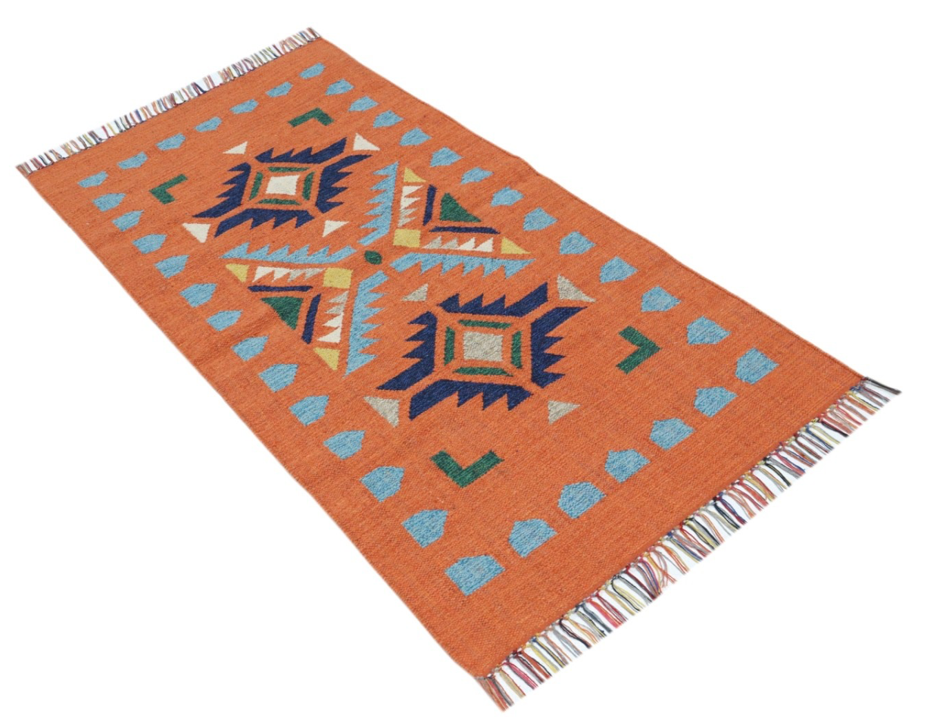 Kelim Teppich 100% Baumwolle flach gewebt mit Fransen Kilim Dhurrie 8 Designs CT