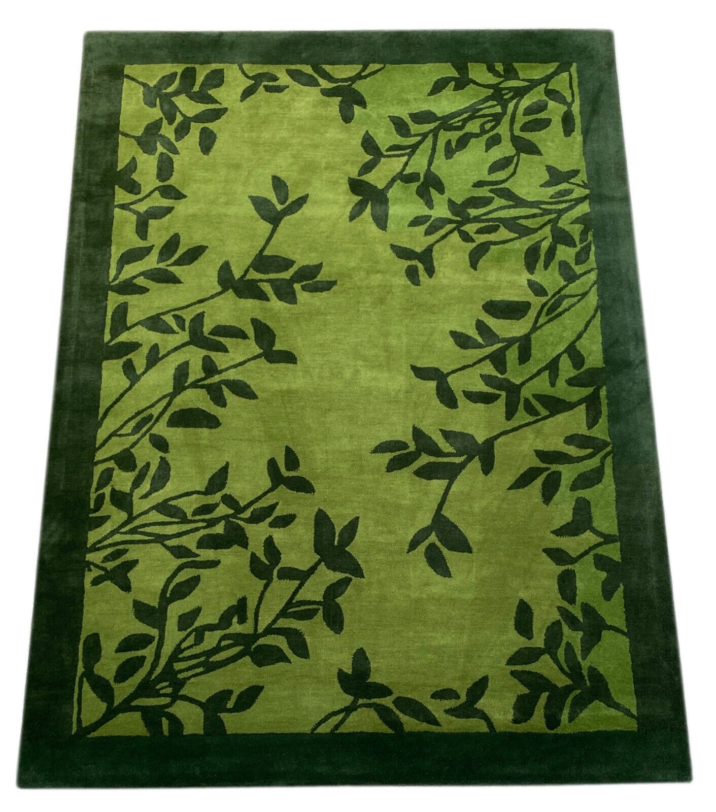 Grün Teppich 100% Wolle 120X180 CM Handarbeit Blatt Designer Orientteppich WT4