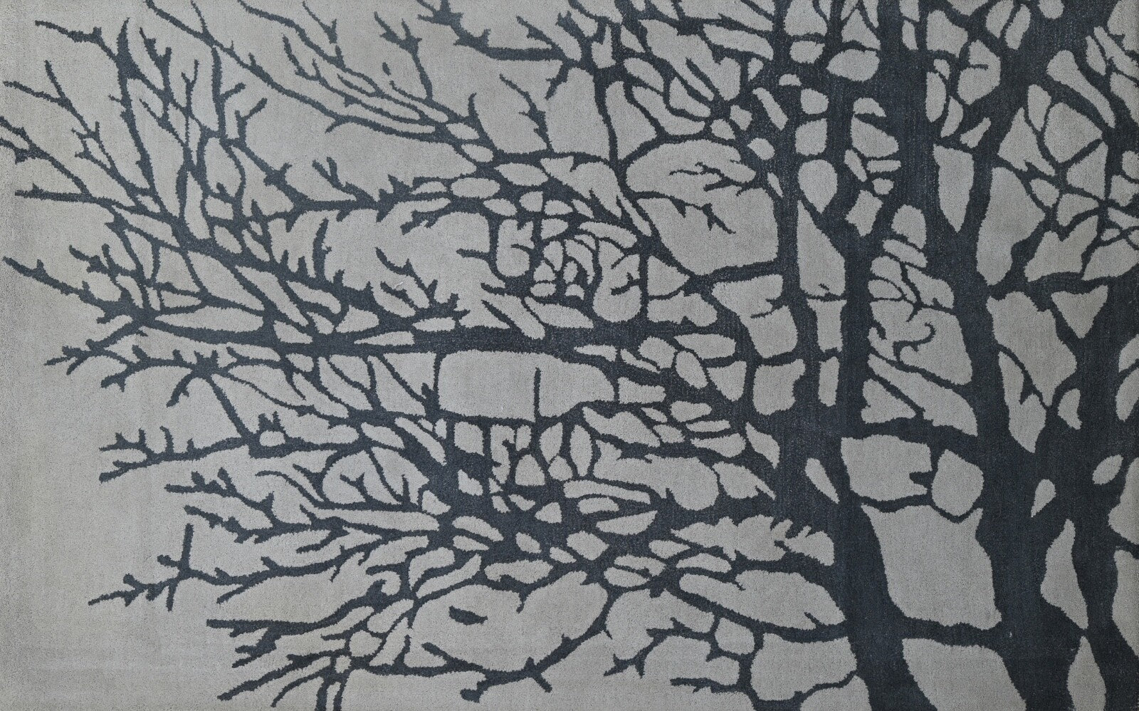 Handgetufteter Wollteppich 150x240 Silber Baum Muster Modern Wohnzimmer SH202