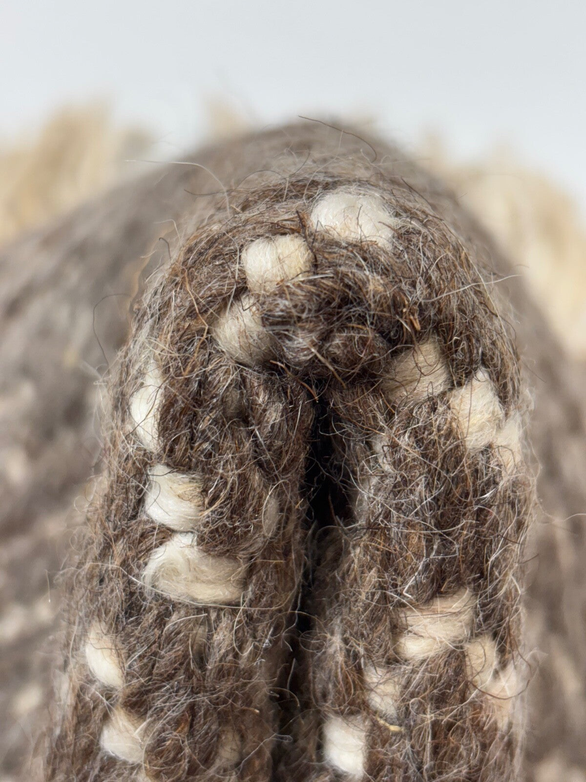 Wollteppich 60x90 Braun Beige Handgeknüpft Flachgewebe Teppich mit Fransen