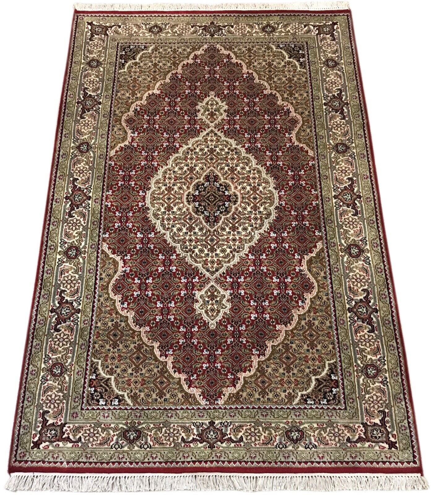 Teppich Handgeknüpfter Orientteppich Täbriz Mahi Bidjar Rot 120x185 cm M8 M11
