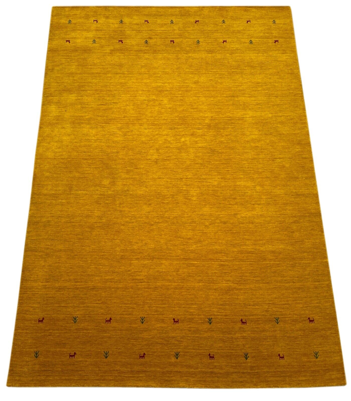 Gold Gabbeh Teppich 100% Wolle Orientteppich Handgewebt Loom Brücke G625T3