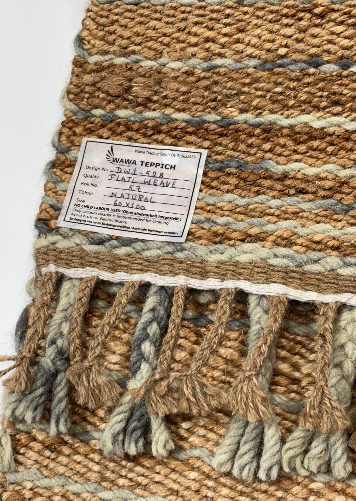 Handgewebter Jute-Teppich 60x90 cm – Naturlook mit rustikalem Flair D528