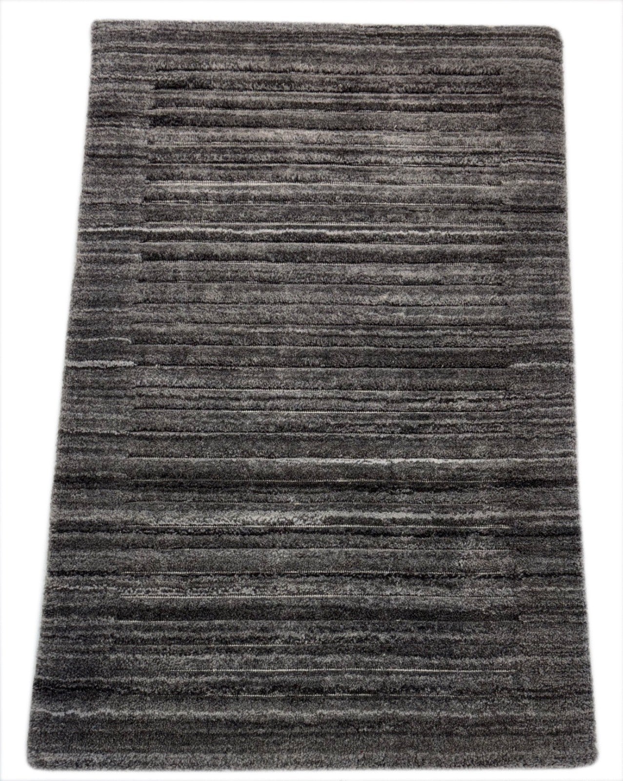 Ročno tkana preproga 60x90 cm siva moderna trajnostna preproga iz PET preje R77