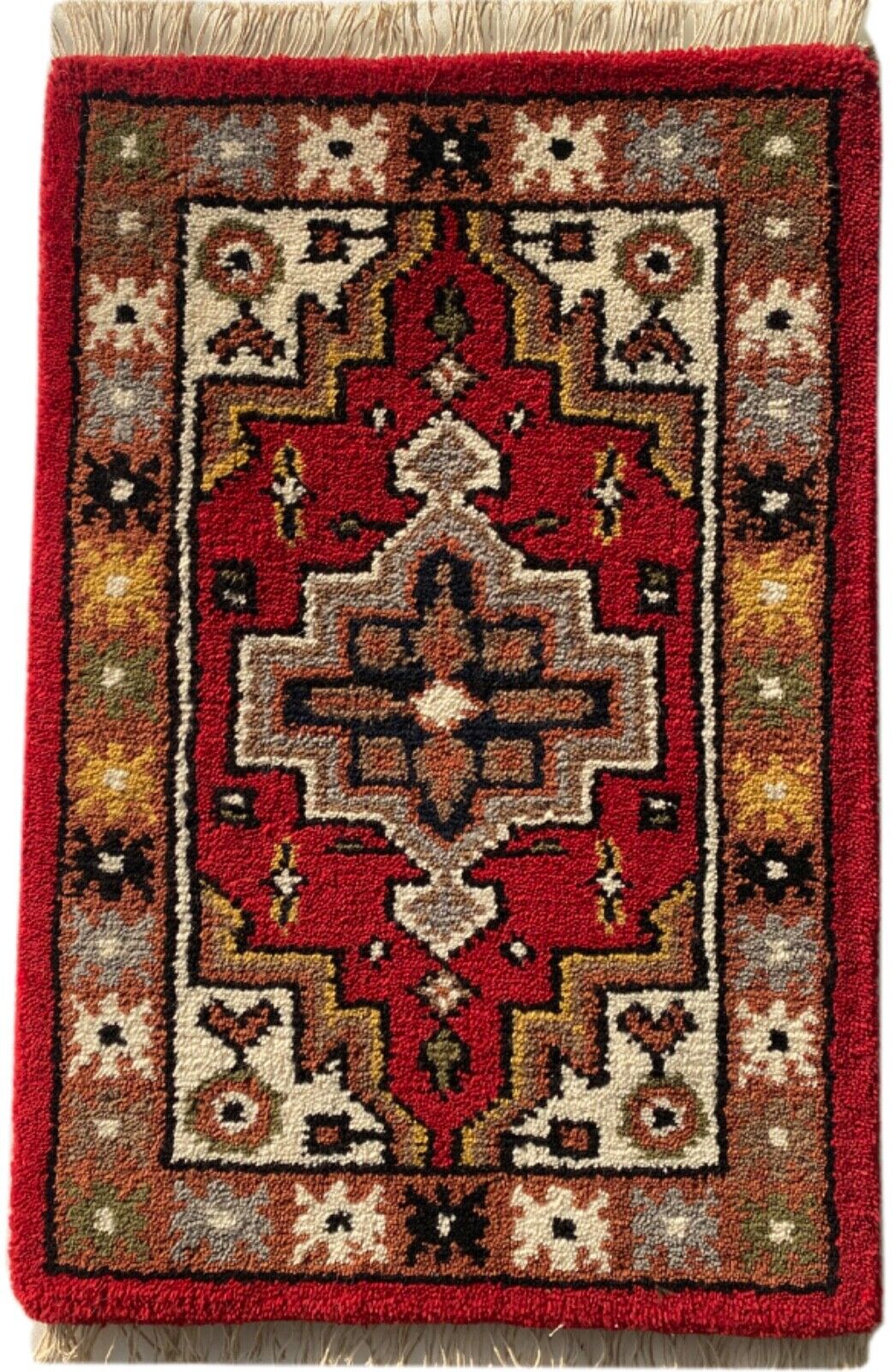 Handgeknüpft Fußmatten 40X60 CM Brücke Automatten Teppich 100% Wolle Rot PH11