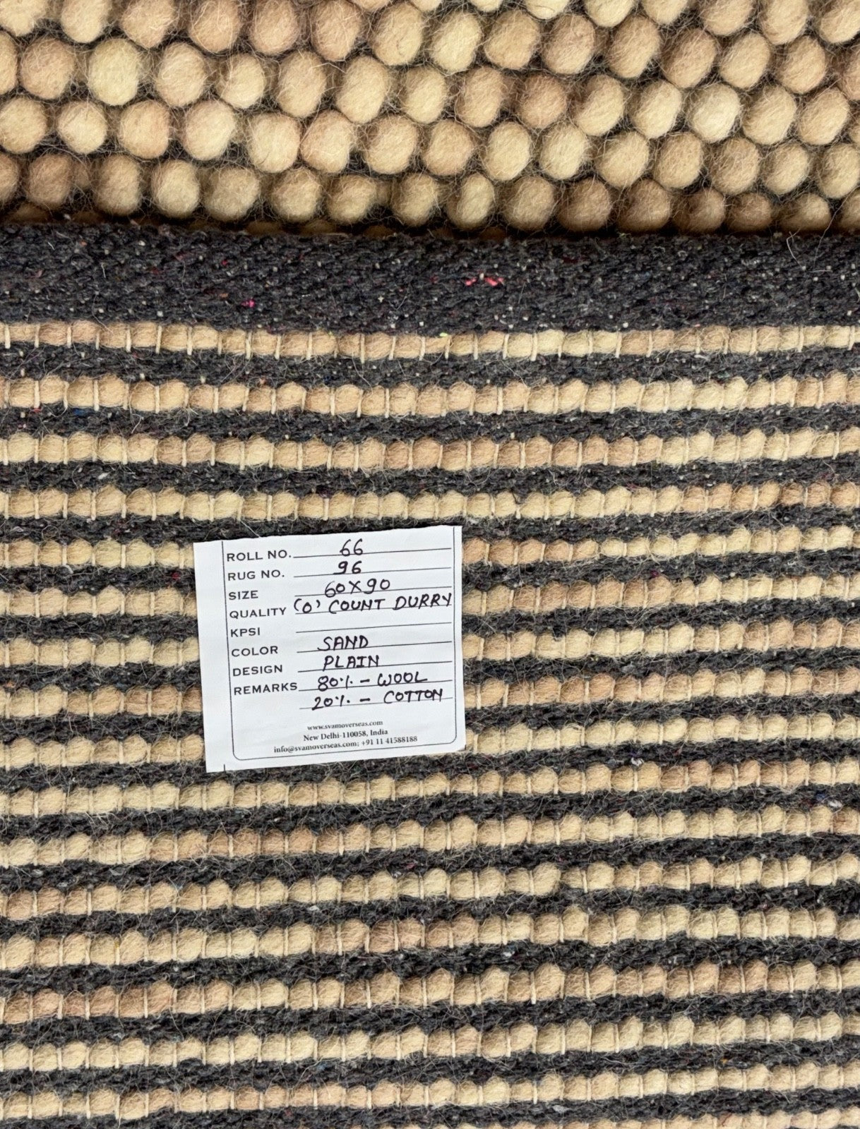 Handgefertigter Kilim Dhurry Flachgewebe design 60x90 Sandfarbe Wolleteppich R96