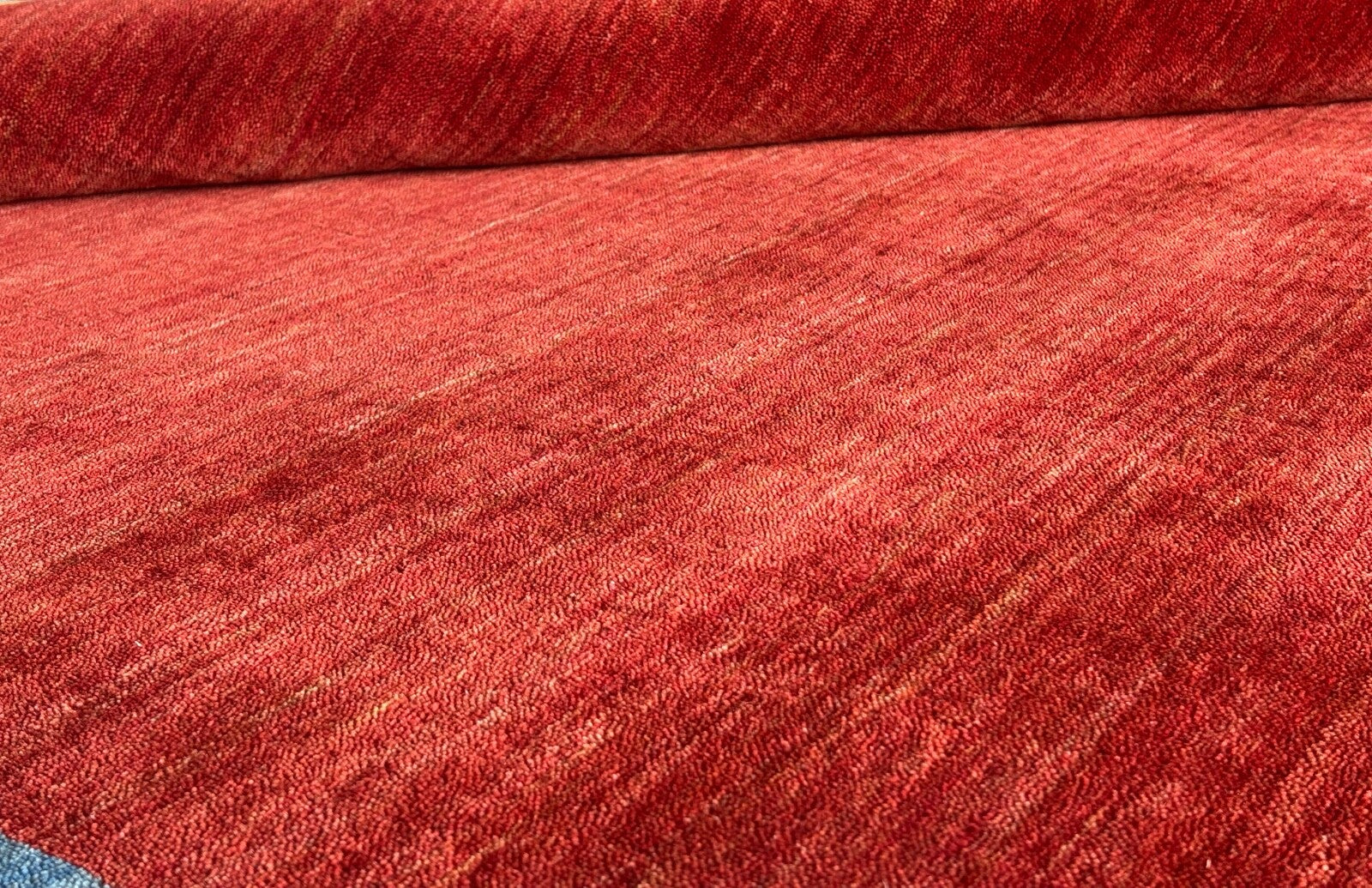 Wollteppich 250x350 Rot Blau Gelb Handgewebt Modern Unikat Orient Teppich Br13