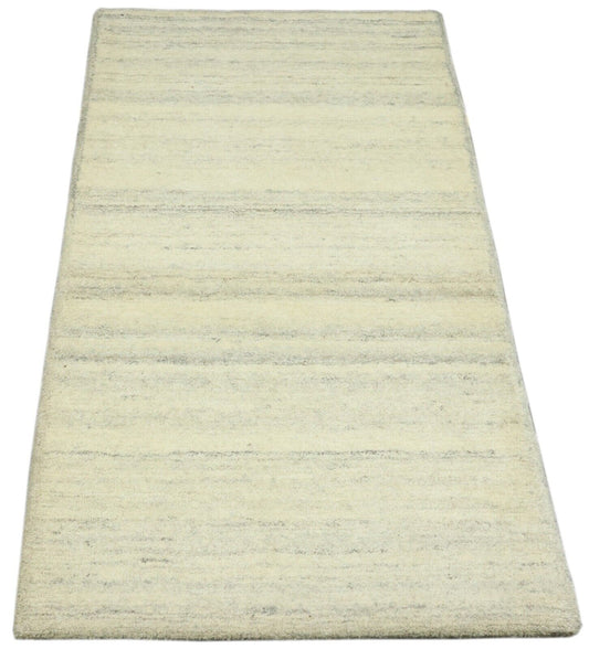 Beige Grau Orient Teppich 100% Wolle 90X160 cm Handarbeit Handgetuftet T977