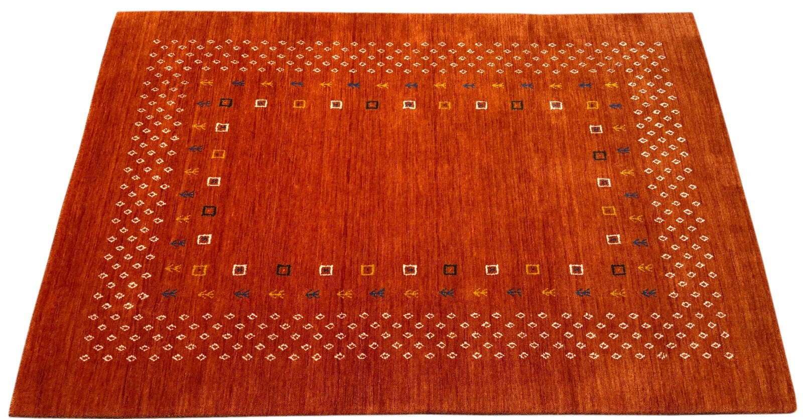 Terracotta Gabbeh Teppich 100% Wolle 120x180 cm Handgewebt Orientteppich AC4