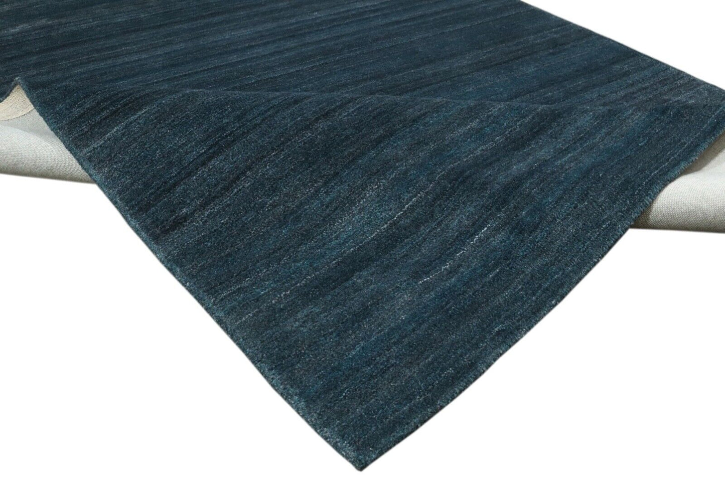 Teppich Dunkel Blau 100% Wolle 160X230 cm Handarbeit Handgetuftet T926
