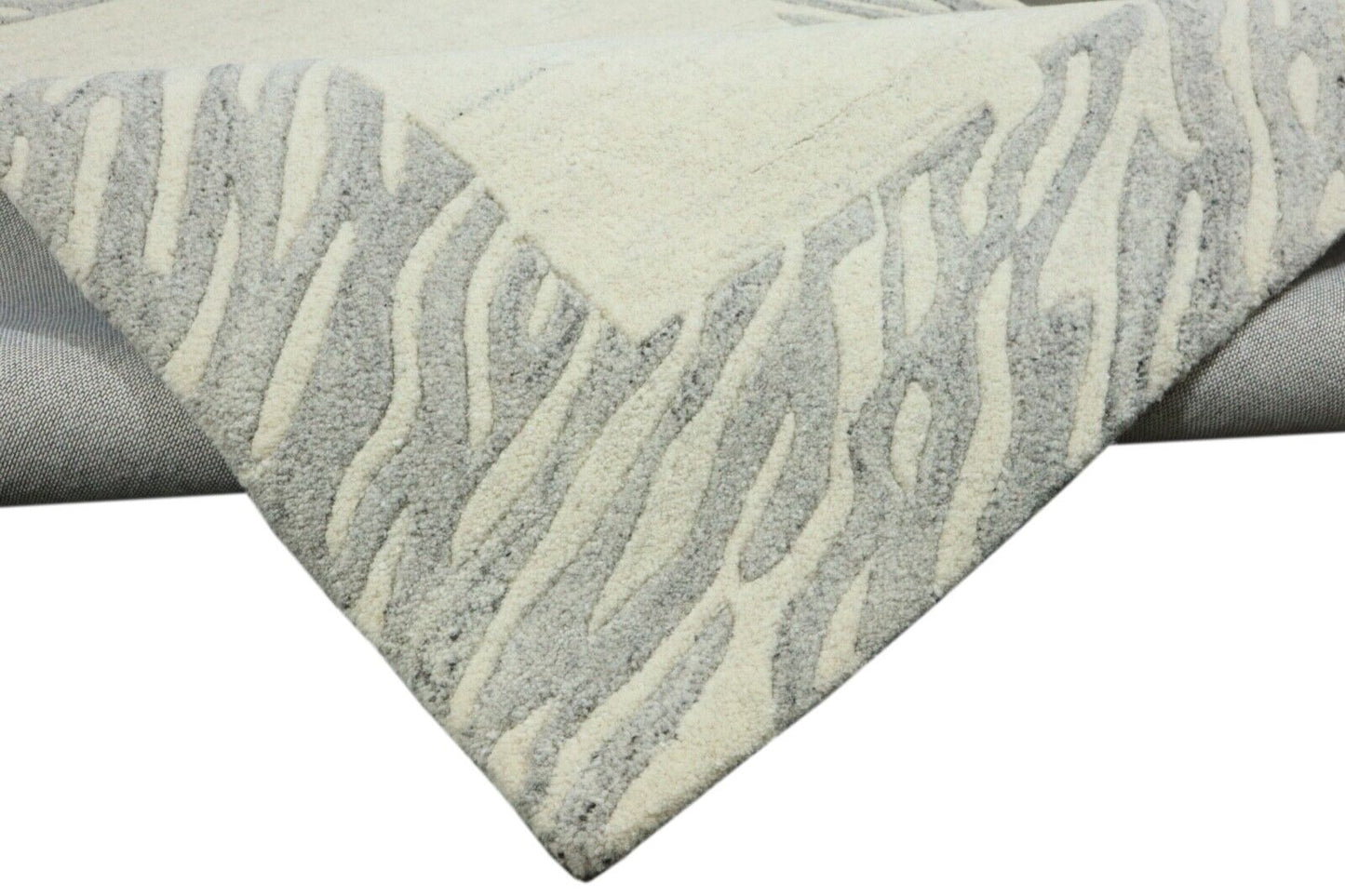 Teppich 100% Wolle 120X180 cm Handarbeit Beige Grau Handgetuftet T968