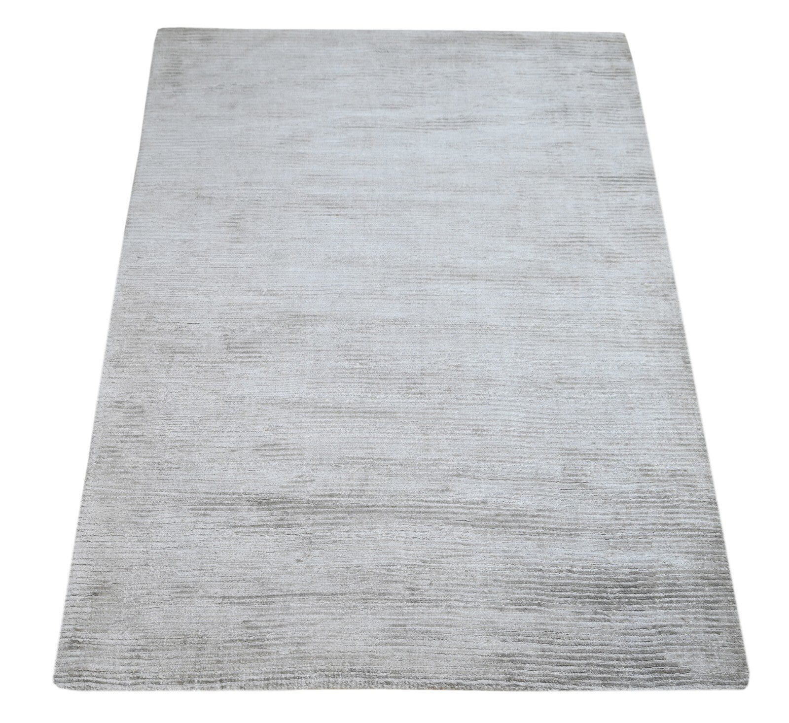 Handgewebter Teppich 90x150 WEISS Viskose Glanzoptik Wohnzimmer SH151