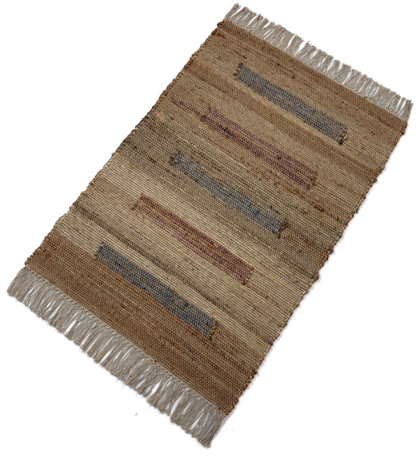 Jute Teppich 60x90 cm – Natur & Ethno Stil mit handgewebtem Muster D531
