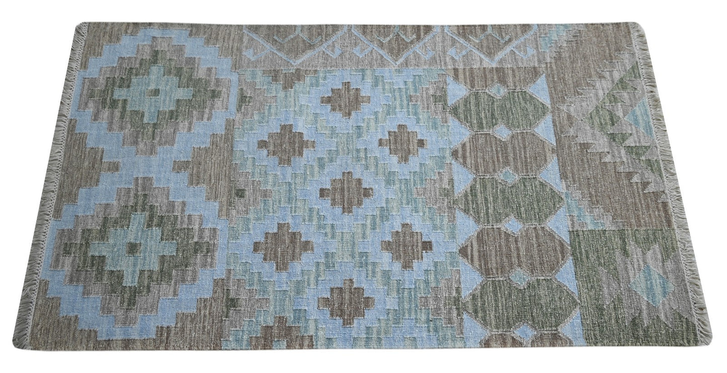 Bunter Wollteppich 120x180 cm Handgefertigt Modern Teppich sh193