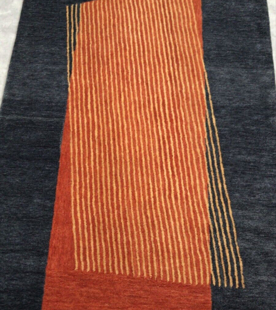 Orange Blau Teppich 160X230 cm 100% Wolle Orientteppich Handgetuftet HT398