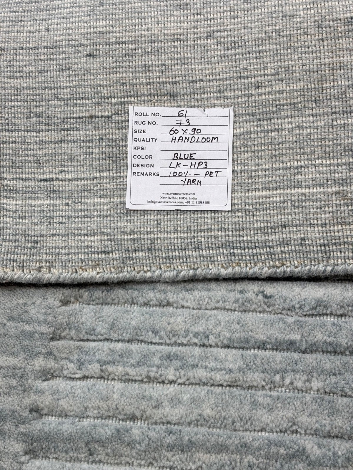 Ročno tkana preproga 60x90 cm Modra moderna trajnostna preproga iz PET preje Design R73