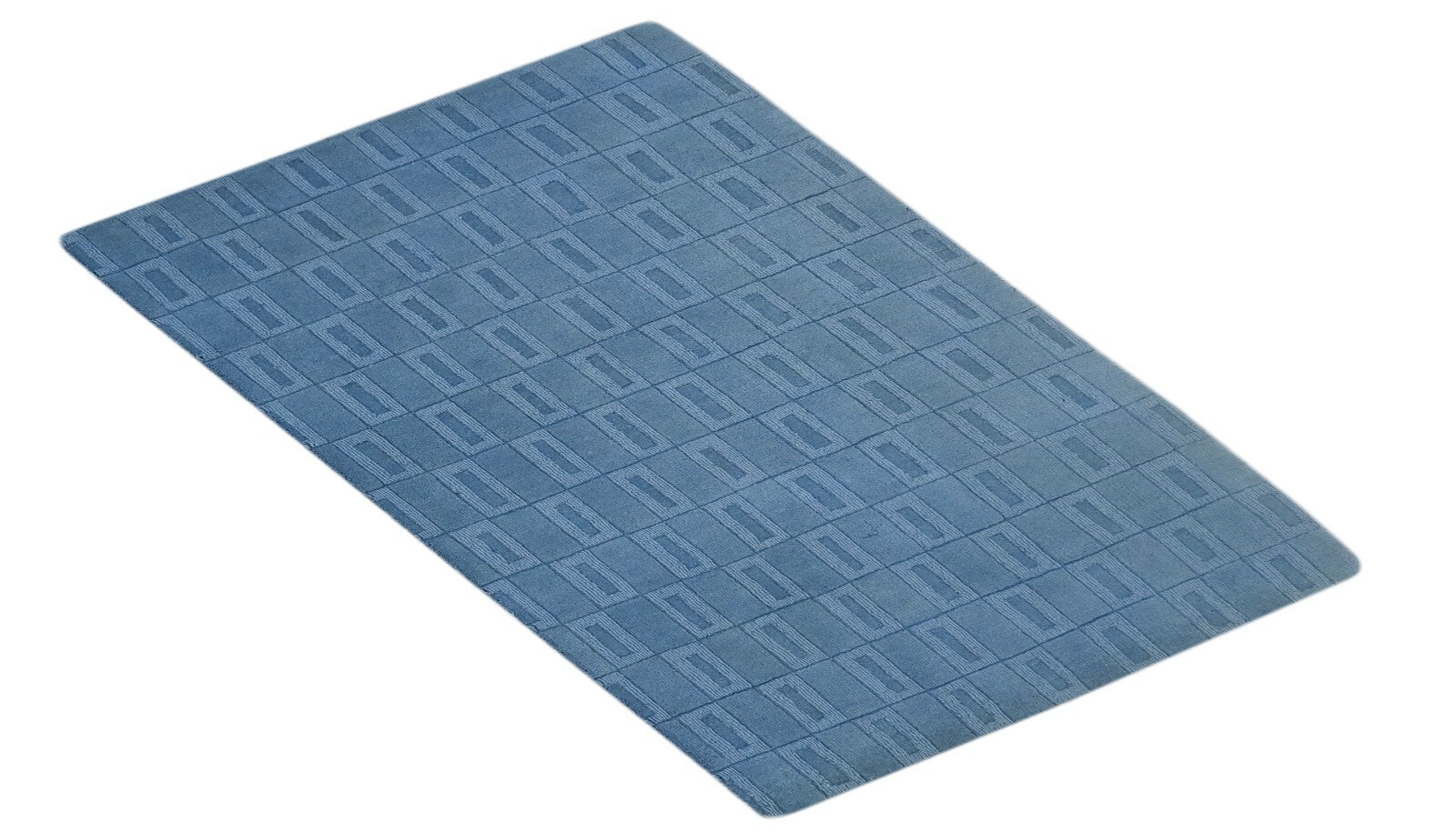 Handgetufteter Wolle teppich 90x150 Blau Modern Wohnzimmer SH242