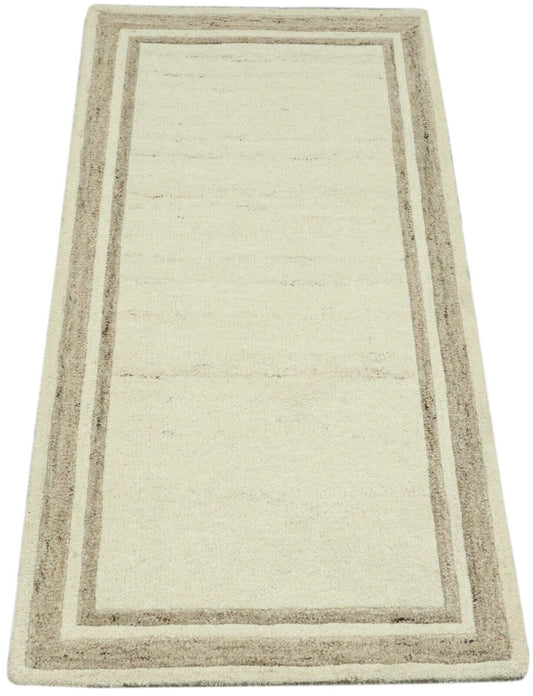 Gabbeh Teppich 100% Wolle 70X140 cm Handarbeit Beige Handgetuftet T1034