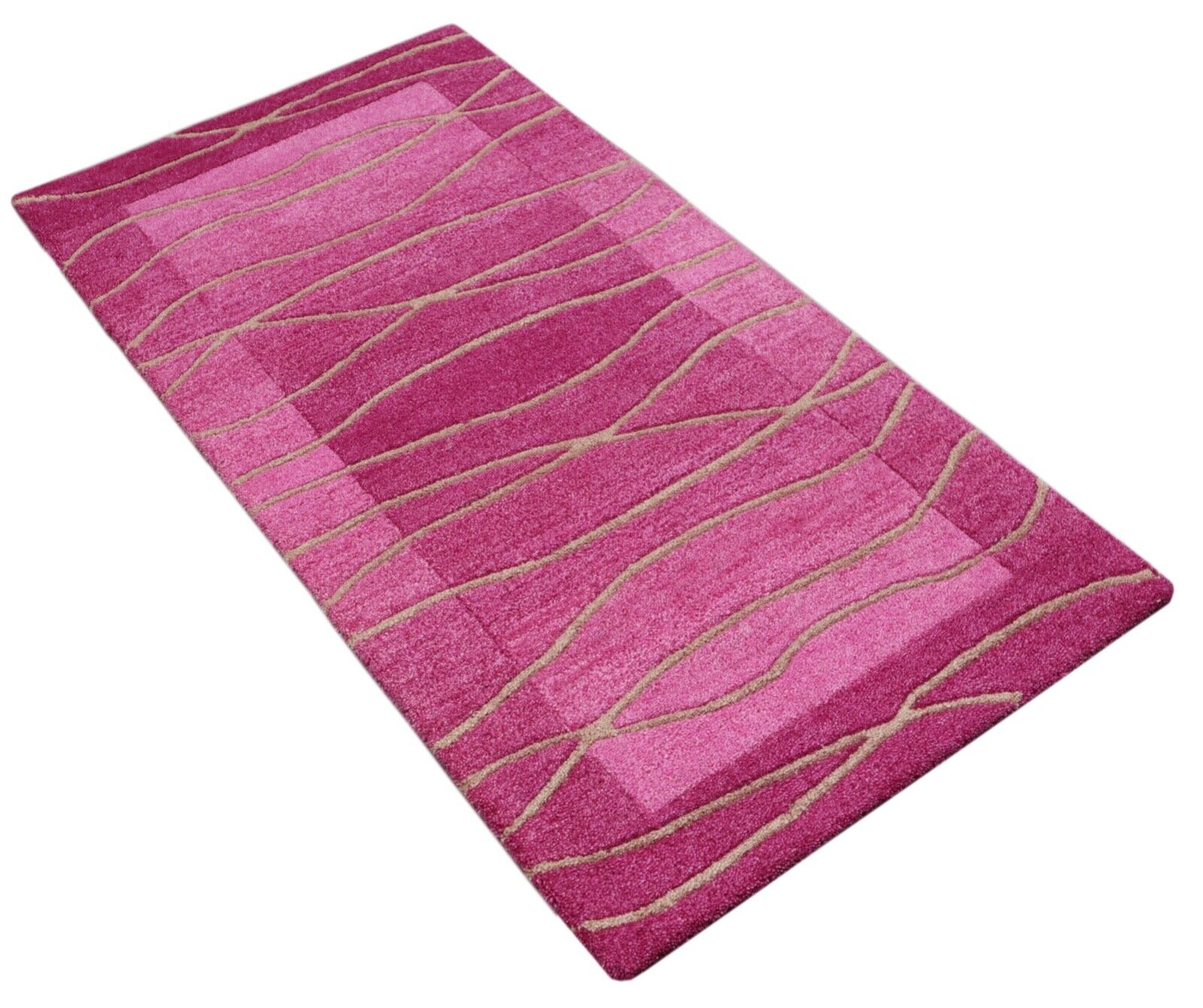 Gabbeh Teppich 100% Wolle 70X140 cm Handarbeit Rosa Handgetuftet T1022