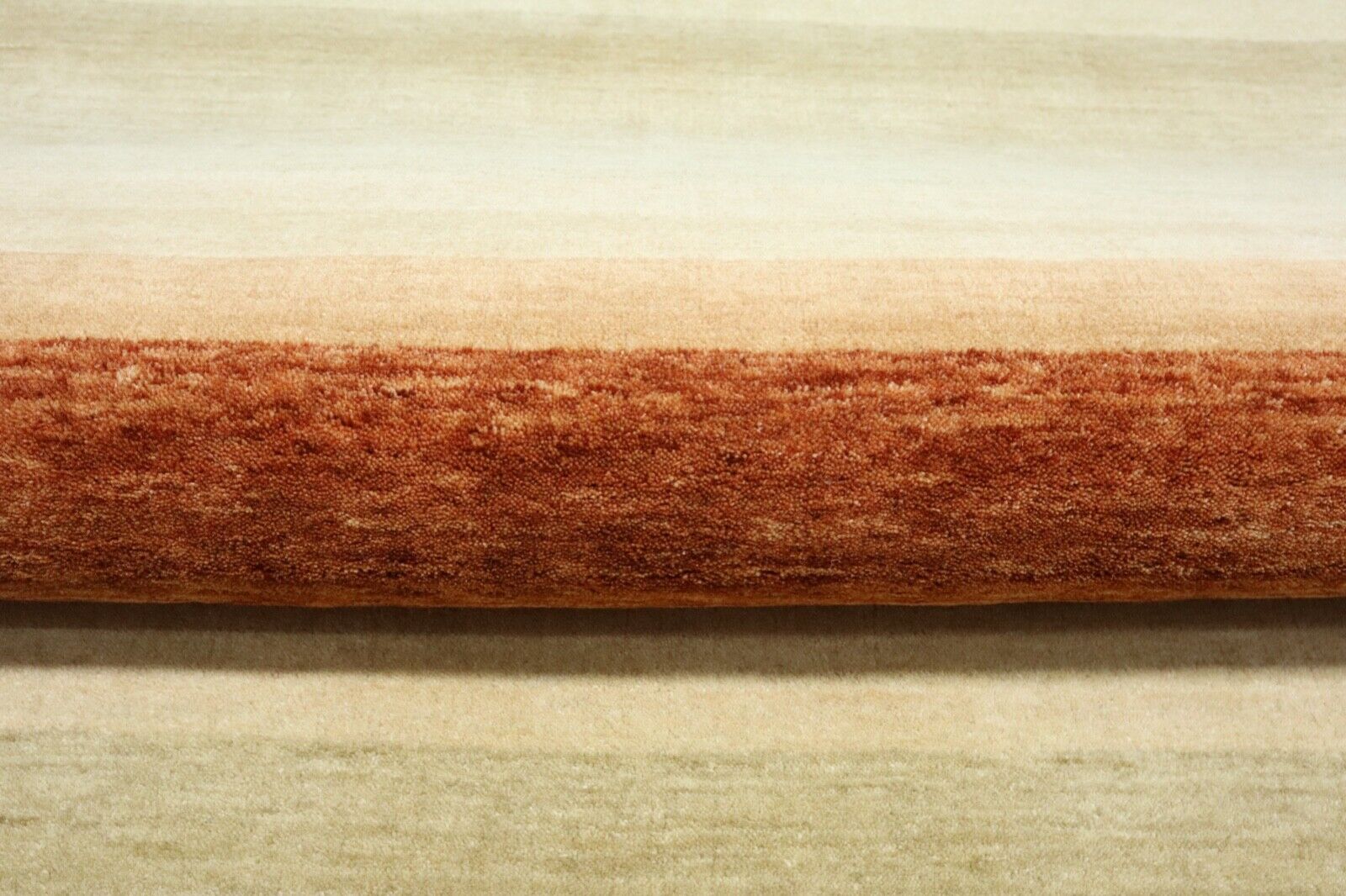 Teppich 100% Wolle 150x200 cm Terrakotta Beige Handgewebt Gabbeh LR1051