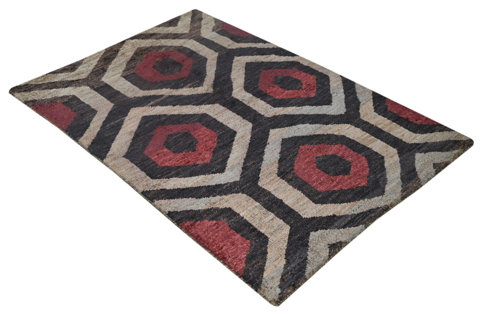 Modernes Handgeknüpfter Jute 120x180 Vintage multi Wohnzimmer Teppich SH183