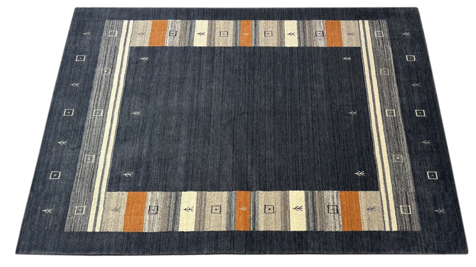 Wollteppich 170x240cm Modern Handgewebter Grau Beige 100% wolle Gabbeh st40