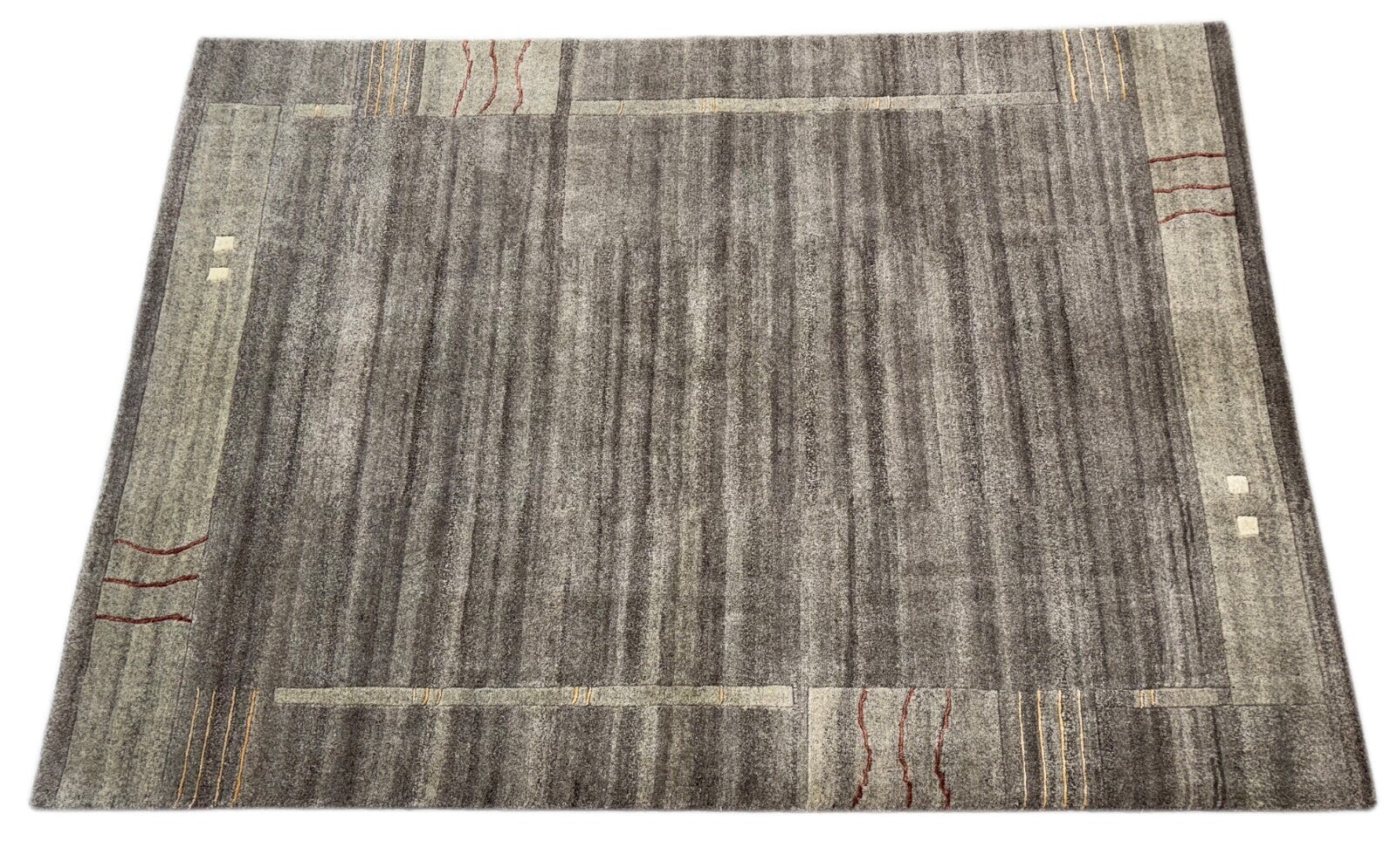 Indo Nepal Handgeknüpft Naturfarben Wolle Teppich Grau 170X240 cm IN2024