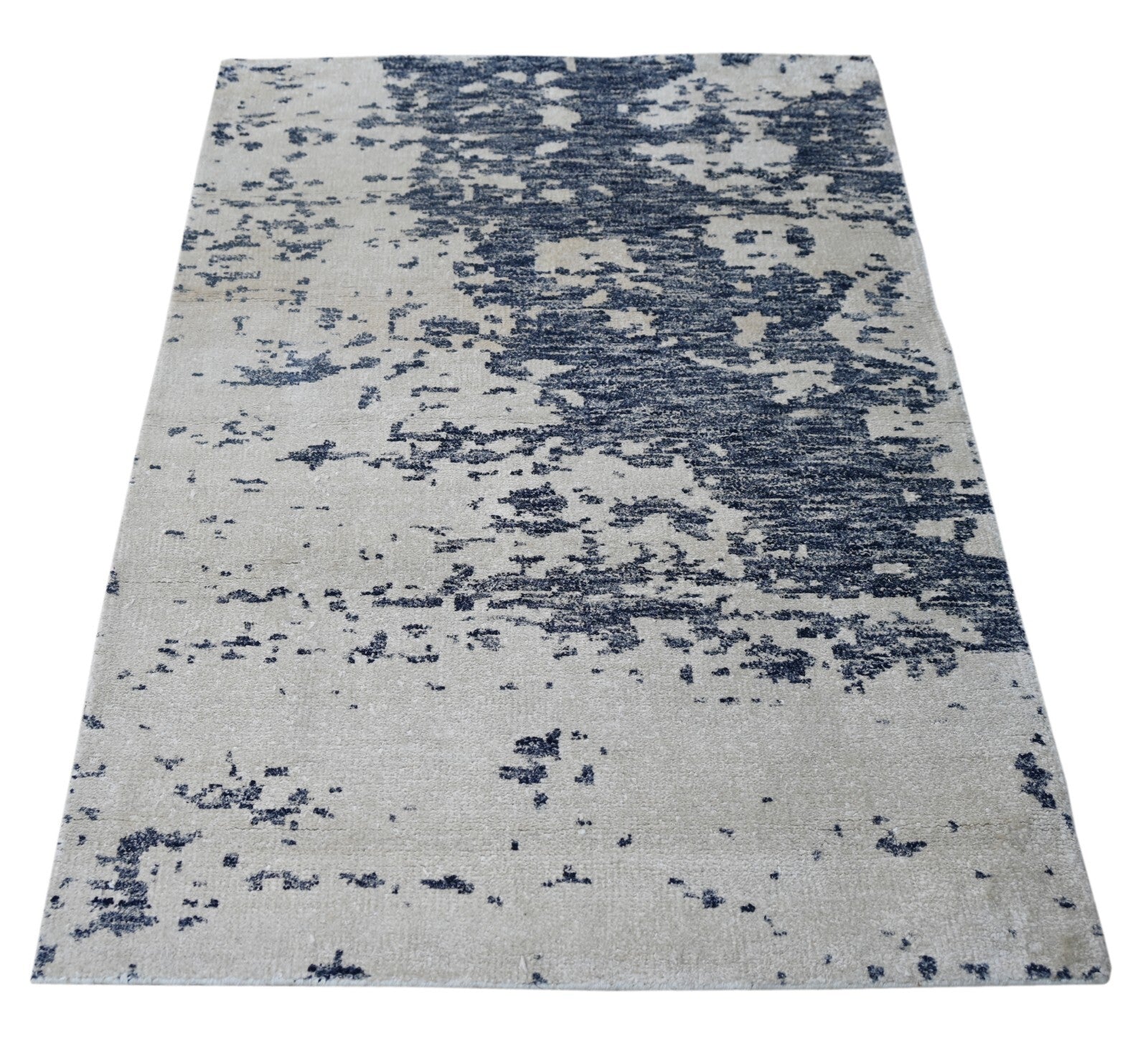 Modernes Handgeknüpfter Bambus 90x150 Vintage Silber Wohnzimmer Teppich SH145