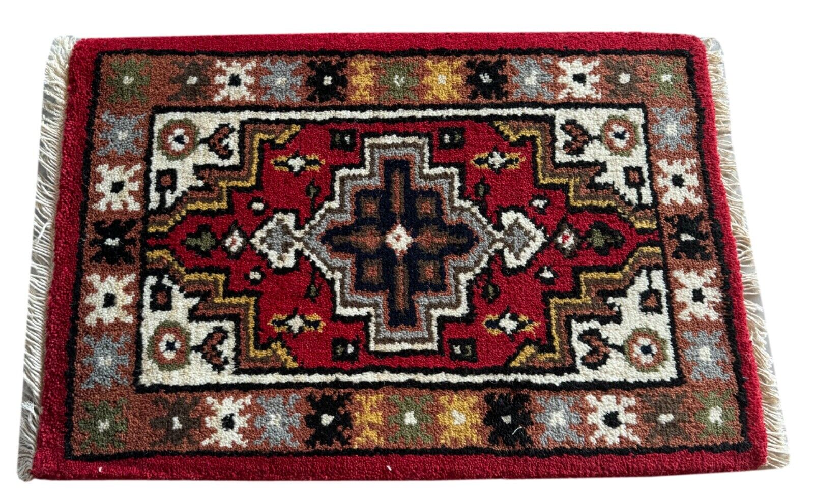 Handgeknüpft Fußmatten 40X60 CM Brücke Automatten Teppich 100% Wolle Rot PH11