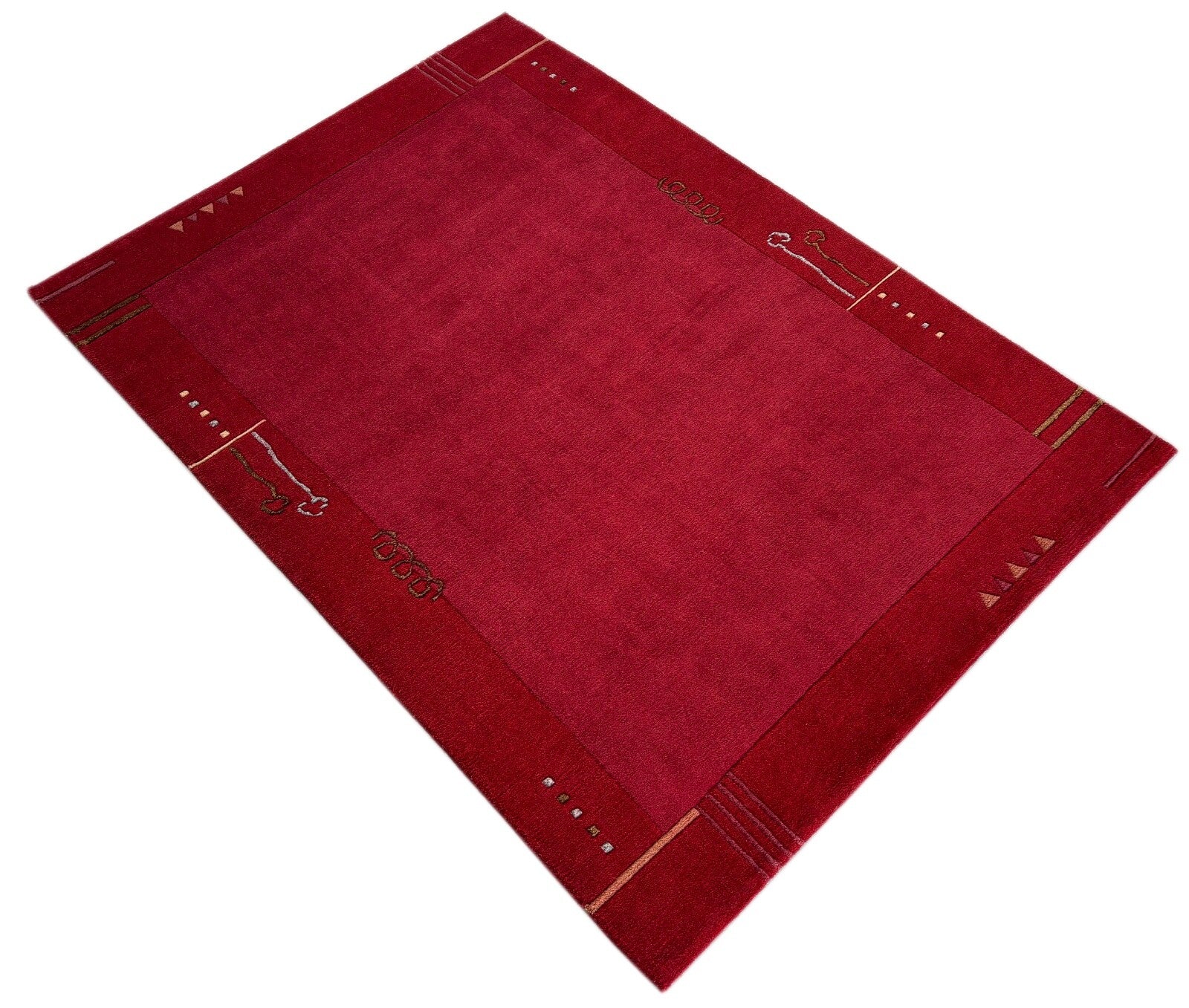 Rot Teppich Indo Nepal Handgeknüpft 100% Wolle 160X230 cm Orientteppich R14B