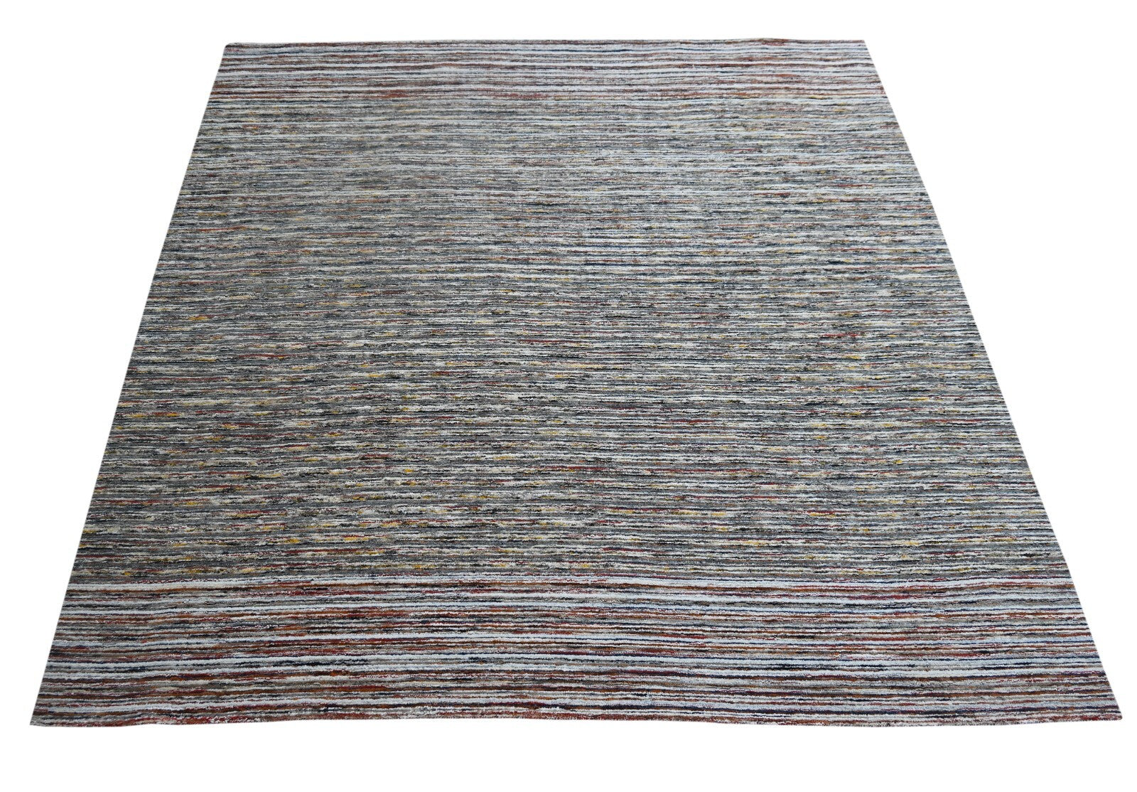 Handgewebter Teppich 250x300 Multi-Grau Glanzoptik Wolle Wohnzimmer SH248