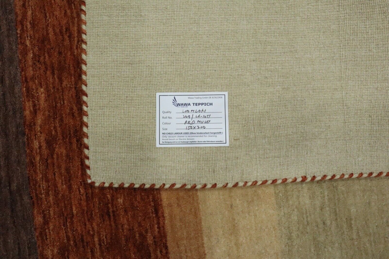 Teppich 100% Wolle 150x200 cm Terrakotta Beige Handgewebt Gabbeh LR1051