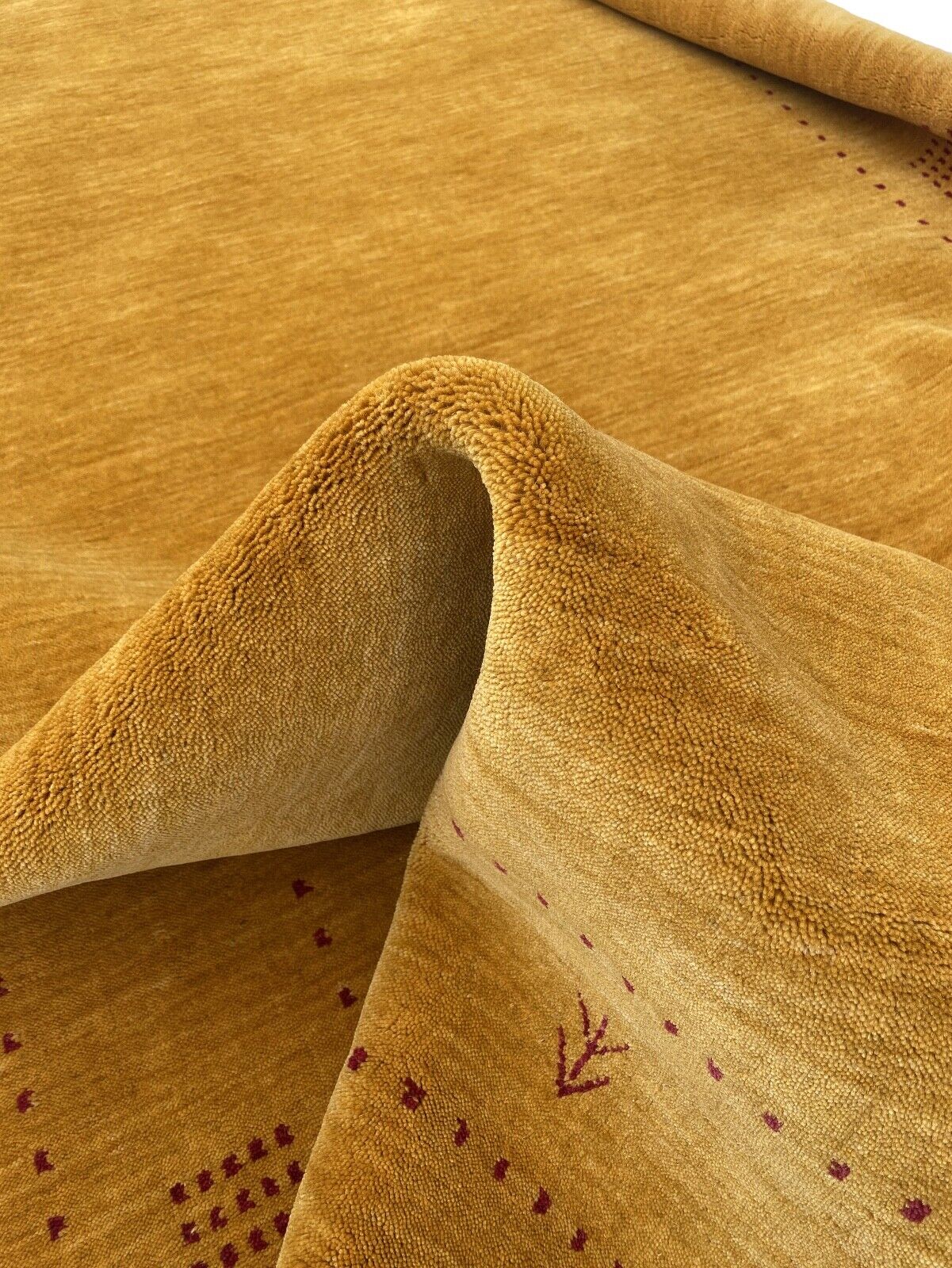 Zlata preproga, 100 % volna, 170 x 240 cm, ročno tkana, rumena, orientalska preproga Gabbeh, ac07