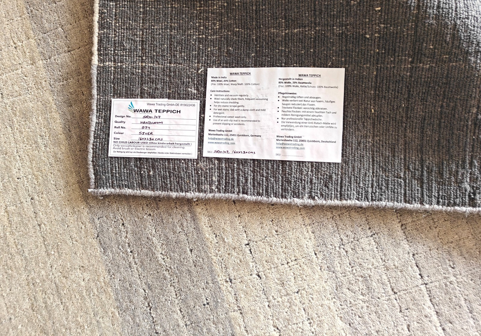 Käsitsi kootud vaip 160x230 sinine-mitmevärviline läikiv villane lame elutuba SH107