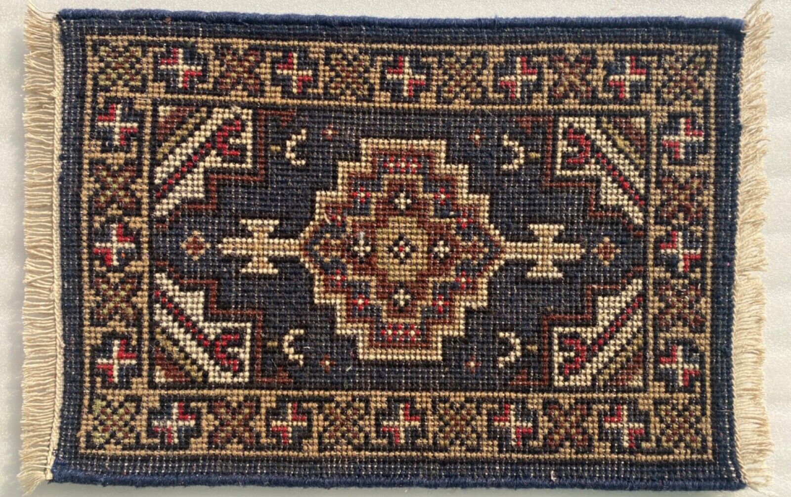 Kék, kézzel csomózott lábtörlők, 40x60 cm, Bridge autószőnyeg, 100% gyapjú, PH13