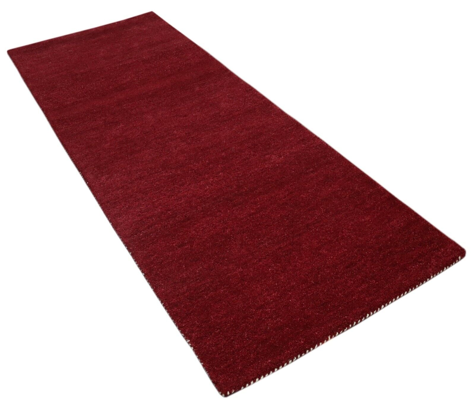 Gabbeh Rot Brücke Teppich 100% Wolle 90X250 cm Läufer Handgetuftet T987