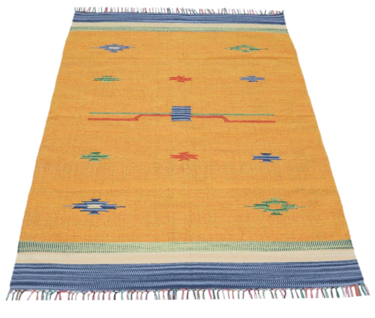 Kelim Teppich 100% Baumwolle flach gewebt mit Fransen Kilim Dhurrie 8 Designs CT
