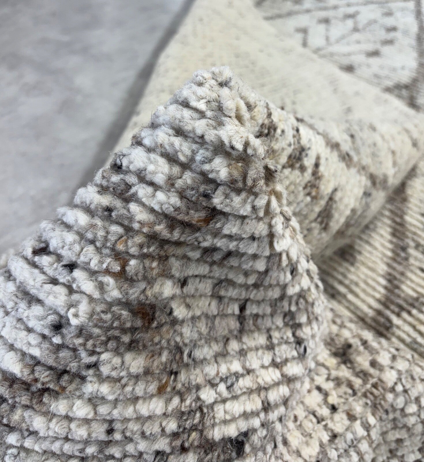 Handgeknüpfter Wollteppich 150x243 cm Naturbeige Grau Modern Design DT978