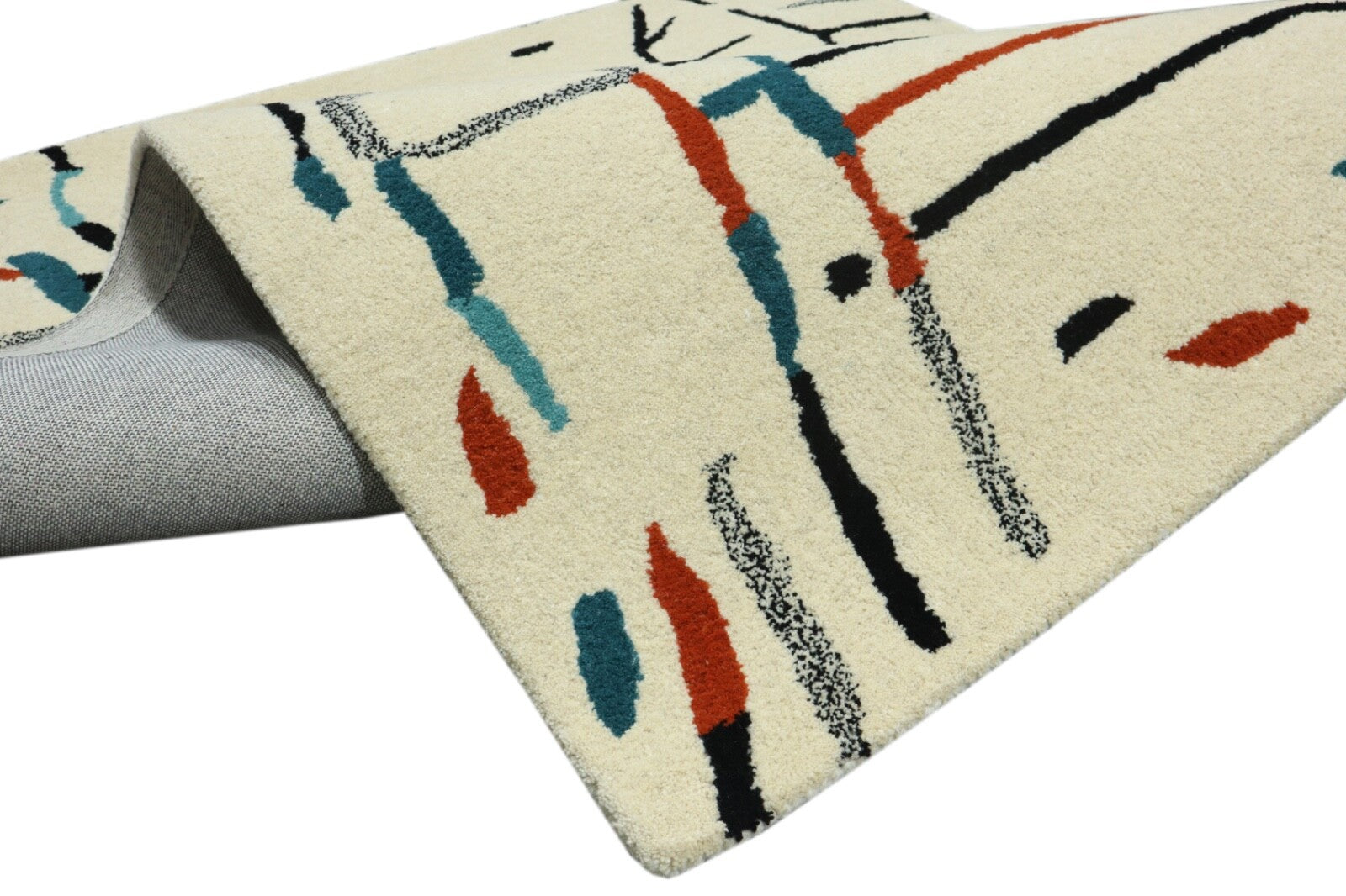 Tappeto in lana 120x180 Beige Multicolore Motivo marocchino Tappeto annodato a mano Moderno HT313