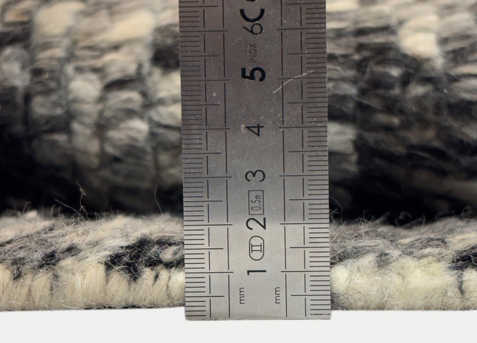 Handgeknüpfter Wollteppich 60x90cm 100% Wolle Modernes Design Grau Schwarz R02