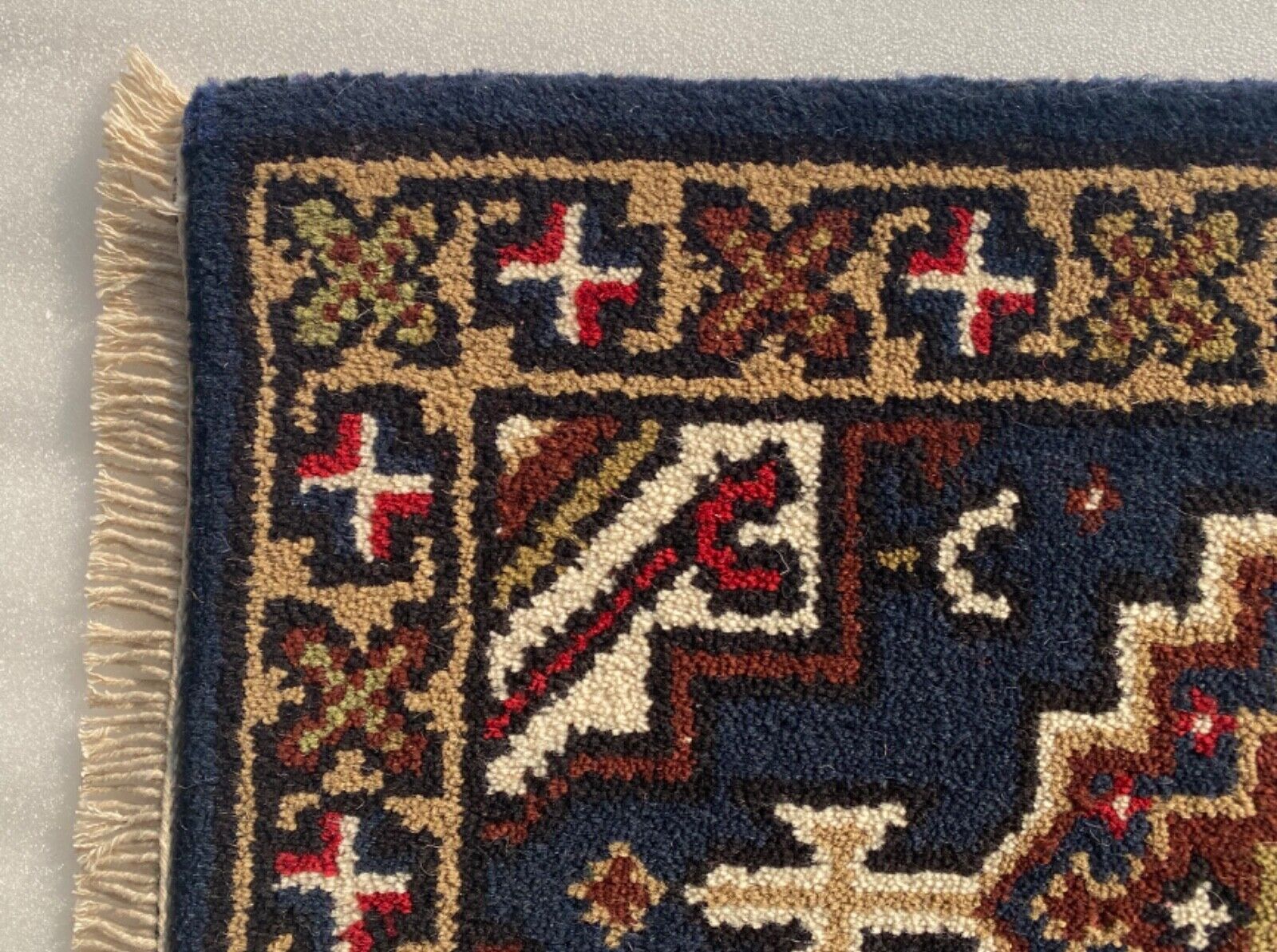 Kék, kézzel csomózott lábtörlők, 40x60 cm, Bridge autószőnyeg, 100% gyapjú, PH13