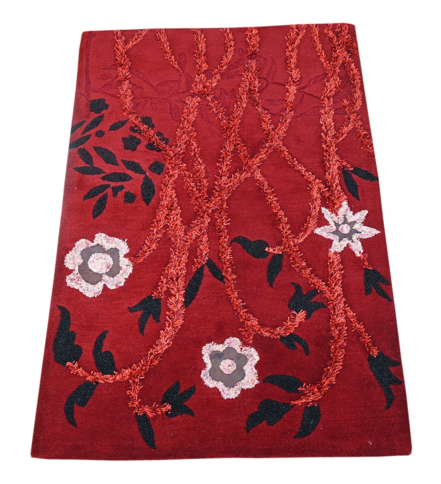 Handgetufteter Wolle teppich 120x180 Rot Modern Wohnzimmer SH239