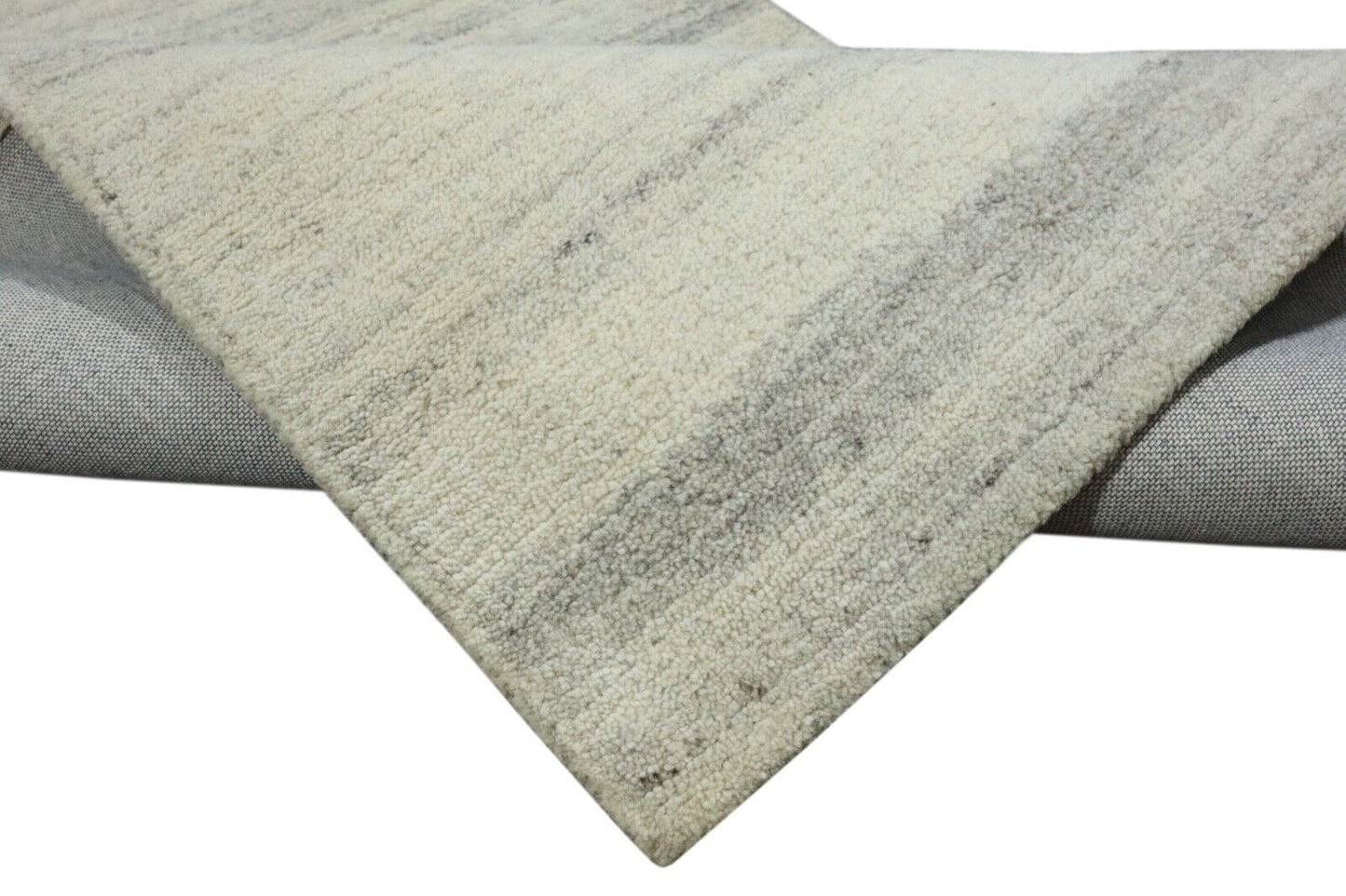 Beige Grau Orient Teppich 100% Wolle 90X150 cm Handarbeit Handgetuftet T959