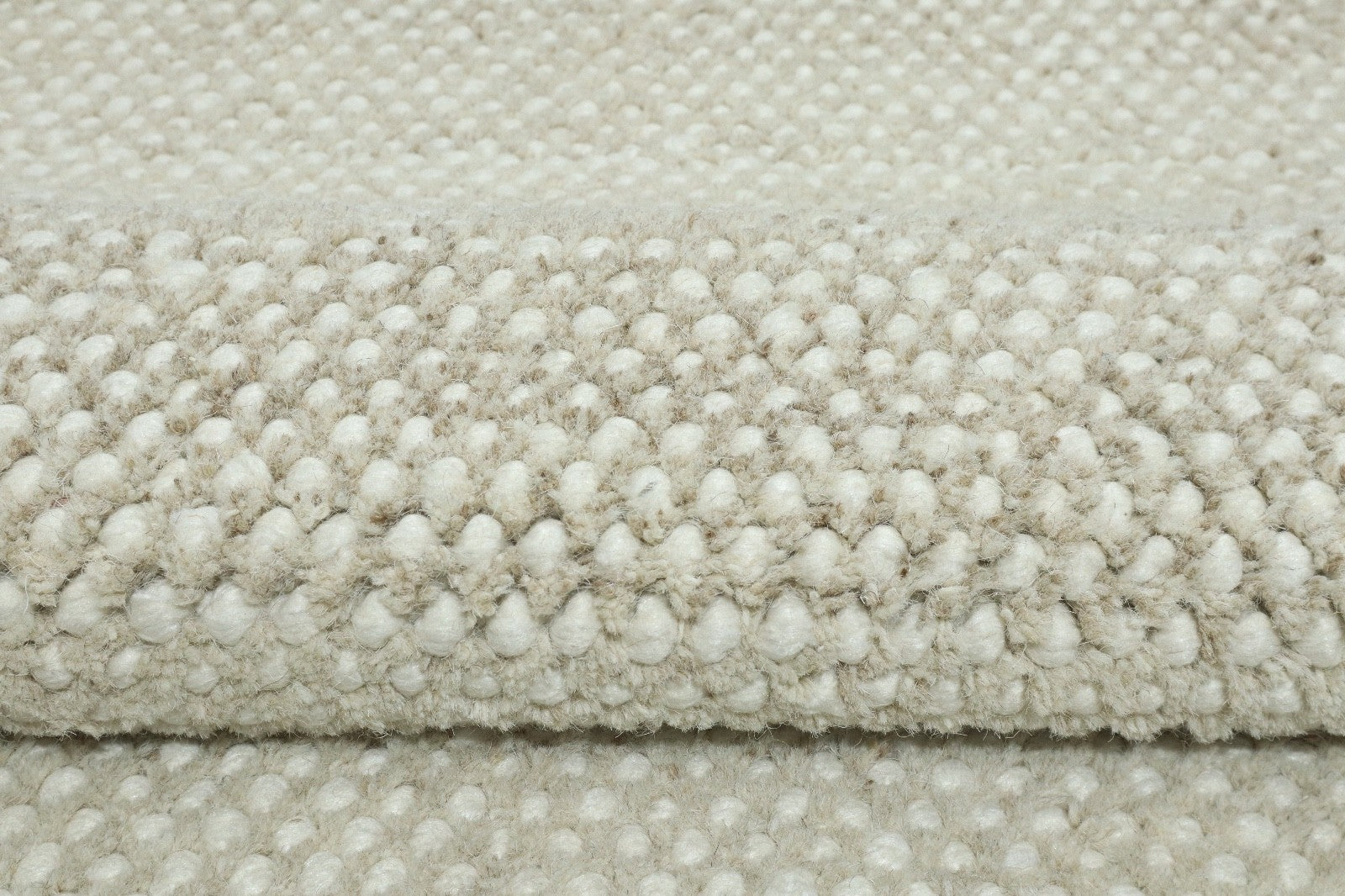 Silber Design Teppich Läufer 100% Wolle Handgewebt Beige Creme Weich D727