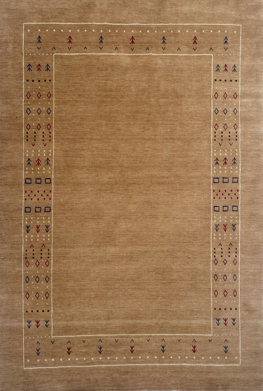 Pfirsichfarbe Teppich 100% Wolle 170x240 cm Handgewebt Beige Orientteppich ac01