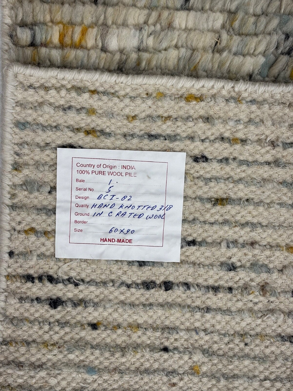 Tappeto in lana annodato a mano 60x90cm 100% lana Moderno Multicolore Beige BCI82