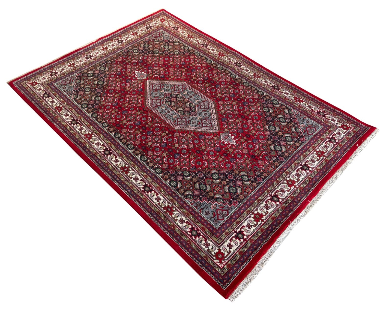 Orientteppich 250x350 Rot Handgeknüpft Bidjar Design 100 % Schurwolle Teppich