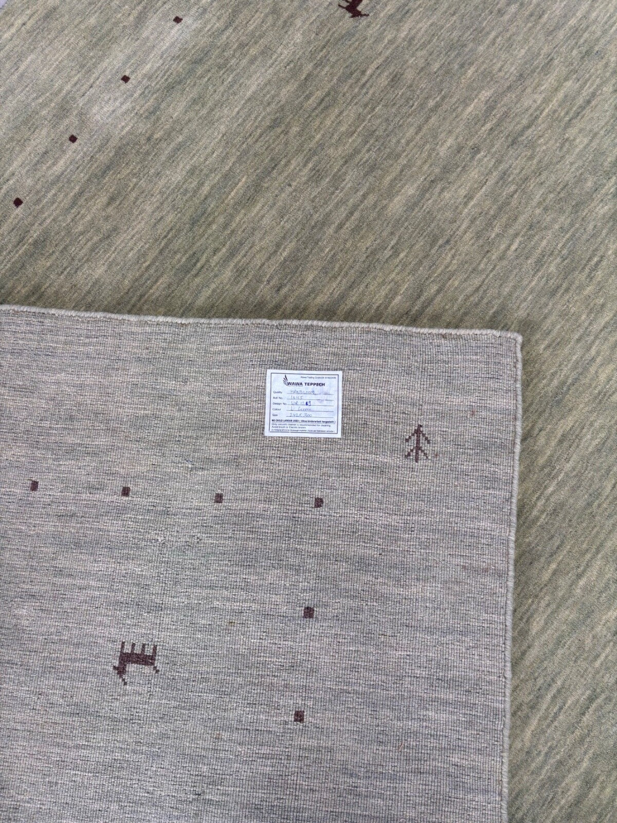 Handgewebter Wollteppich Olivgrün Uni Moderní Teppich aus Wolle 242x300 cm WR129