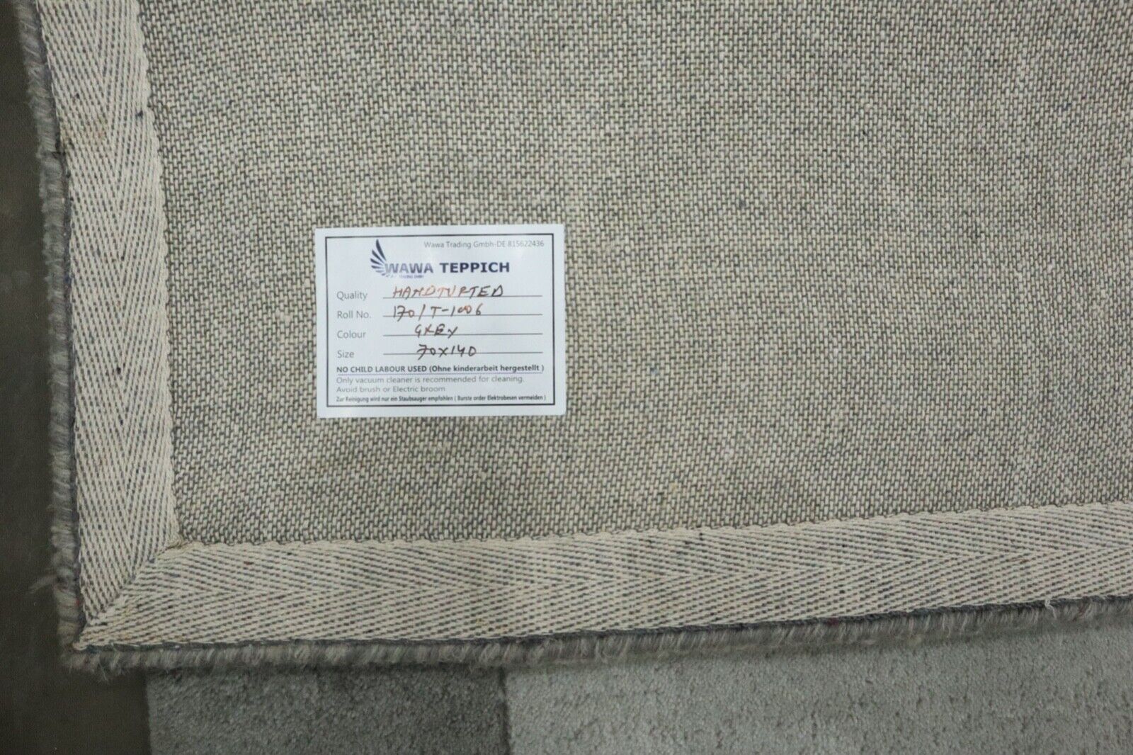 Gabbeh Teppich 100% Wolle 70X140 cm Handarbeit Grau Handgetuftet T1006