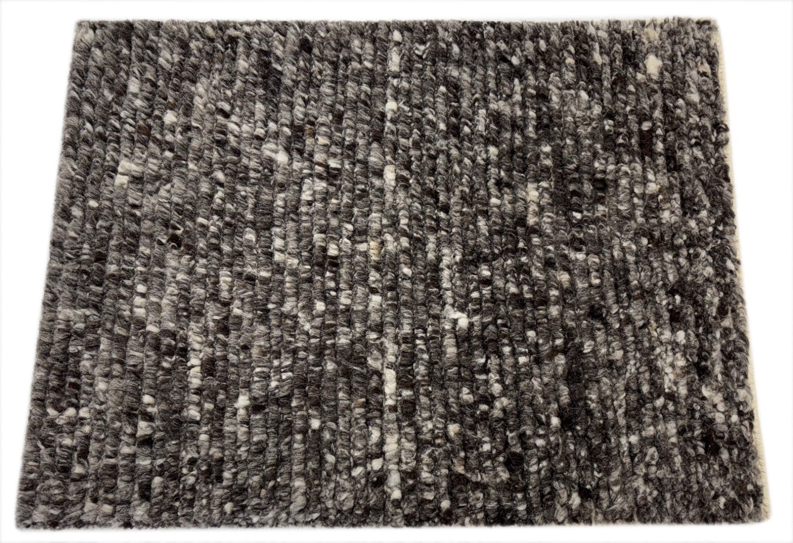 Handgeknüpfter 100 % Wollteppich 60x75 cm Modern Multigrau Designteppich BCI79